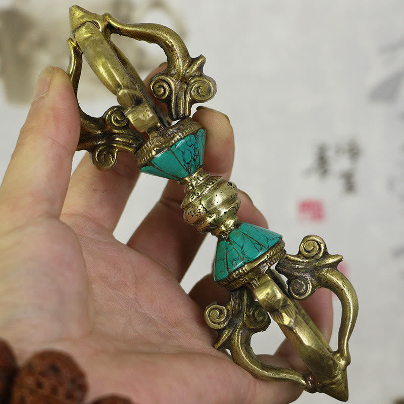 Buddha Stones Tibetaanse vijfpuntige Vajra Dorje, handgemaakt in Nepal, koperen decoratie voor spirituele kracht. - Dorje/Vajra (Verlichting ♥ Spirituele Kracht) - image 0