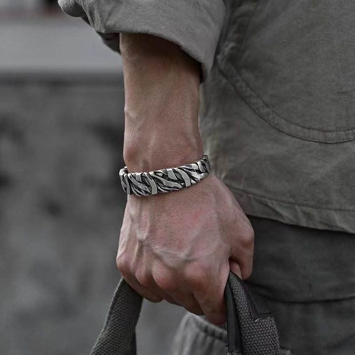 Buddha Stones Retro Bangle textuur helende Manchetarmband - 55-60 mm - image 0