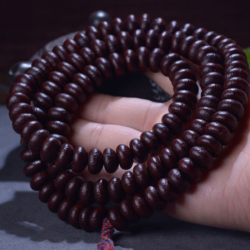 Buddha Stones Natuurlijke Tibetaanse Mala met 108 paarse Bodhi-zaadjes Armband van rijkdom. - 8mm - image 0