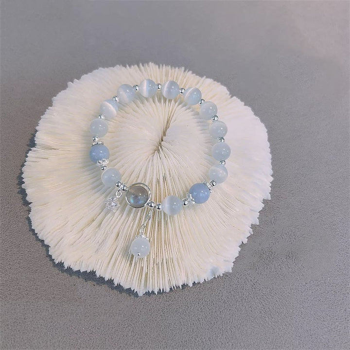 Buddha Stones Armband met bedeltjes van kattenoog, maansteen, vlinder en ster - image 12