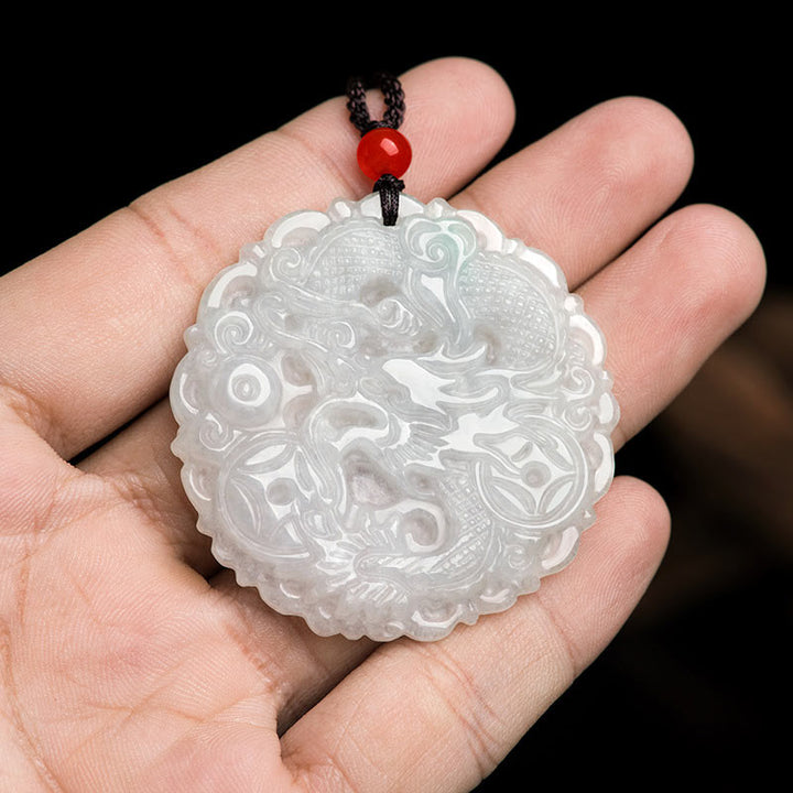 Buddha Stones Witte jade draak Ketting met hanger. - image 3