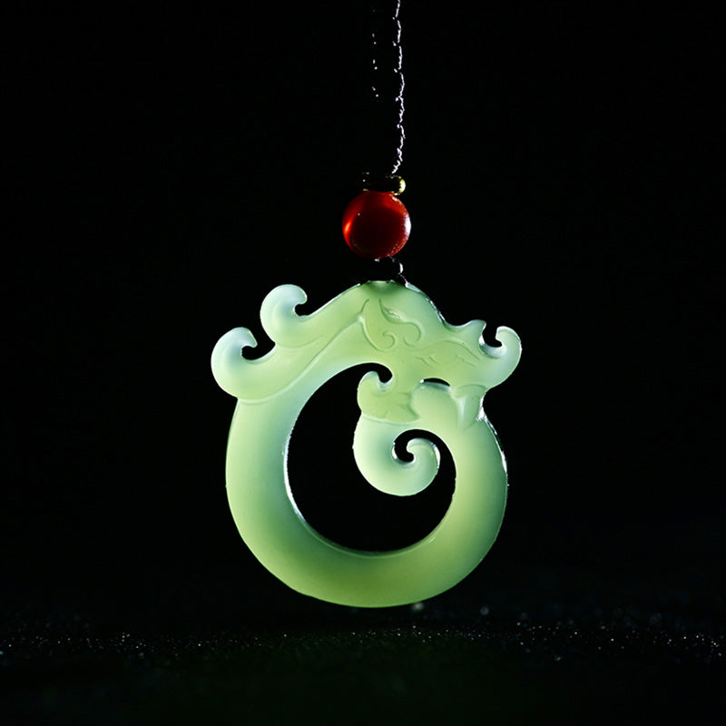 Buddha Stones Witte jade cyaan jade draak Ketting hanger - image 4