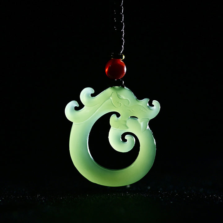 Buddha Stones Witte jade cyaan jade draak Ketting hanger - image 4