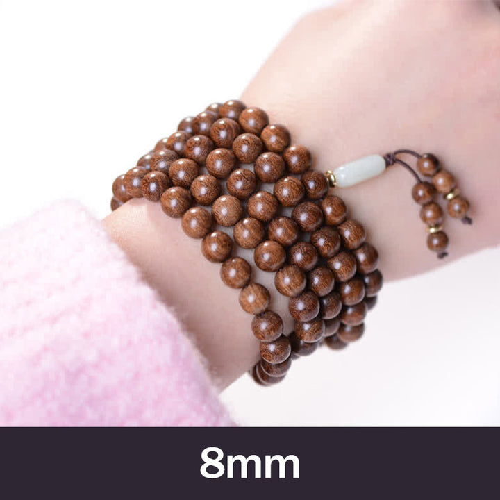 Buddha Stones 108 Mala kralen, rozenhout, jade, rustgevende Armband - 8mm - image 4
