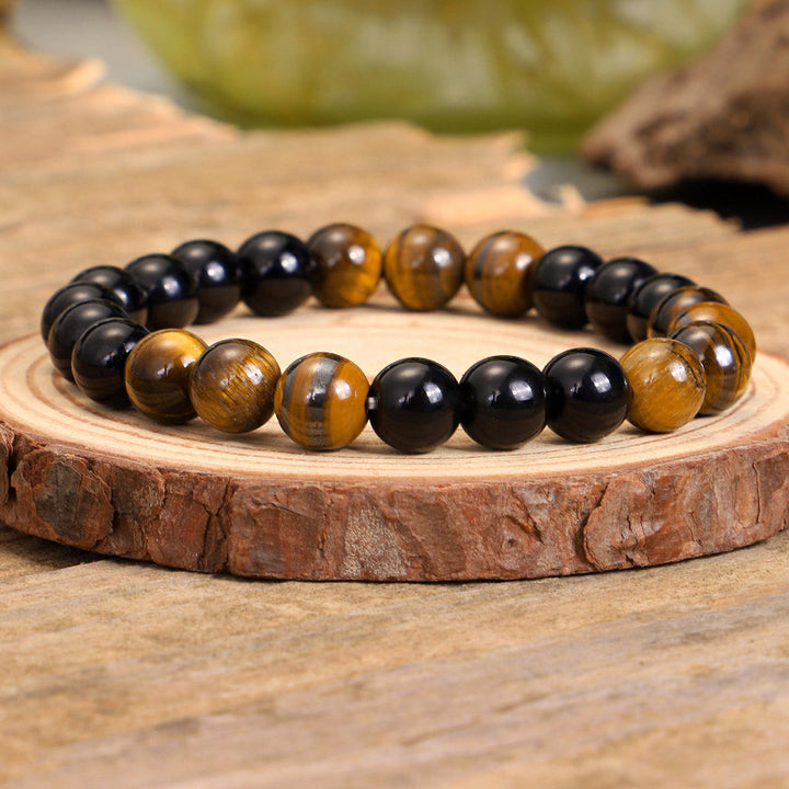 Buddha Stones Tibetaanse zwarte onyx tijgeroog Ketting Mala set - image 5