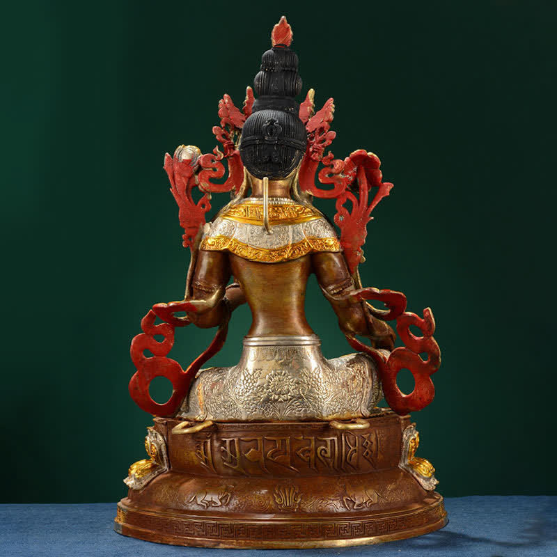 Buddha Stones Bodhisattva Groene Tara Hoop Koperen Beeld Decoratie - image 7