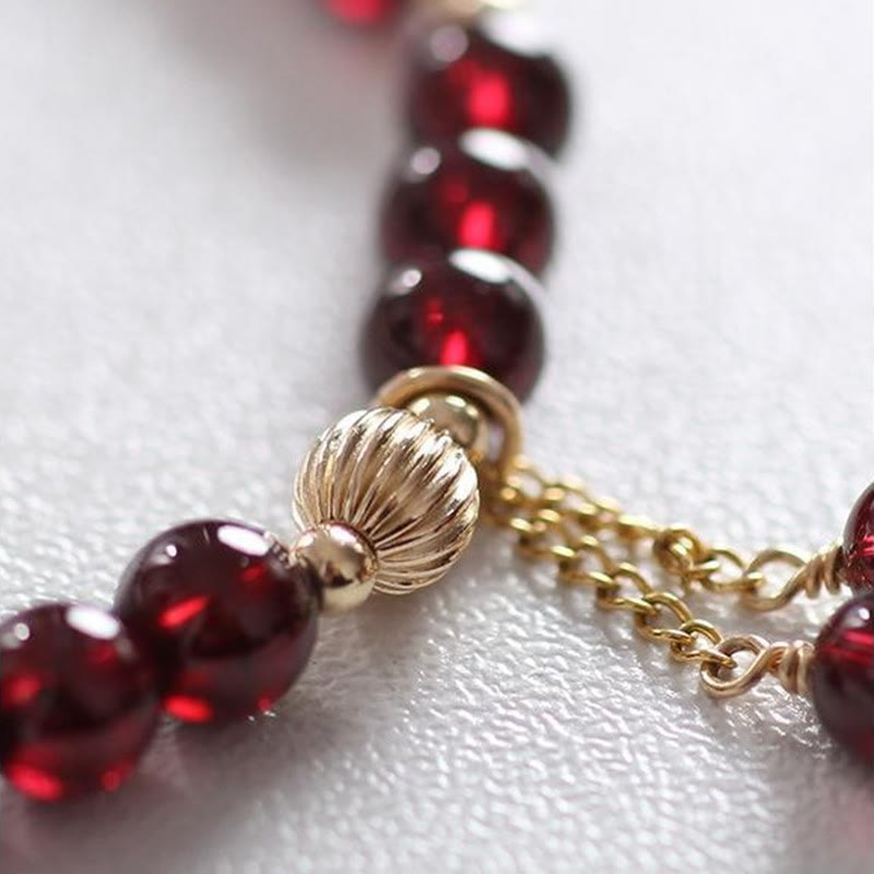 Buddha Stones 14K vergulde legering armband met natuurlijke granaat - image 5