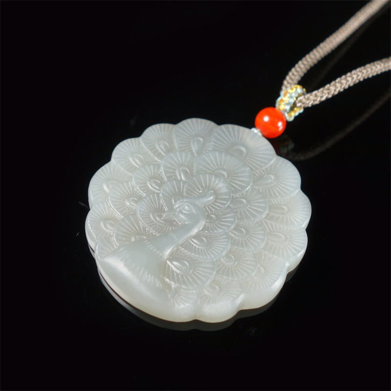 Witte jade pauw beschermings- en Ketting - image 2