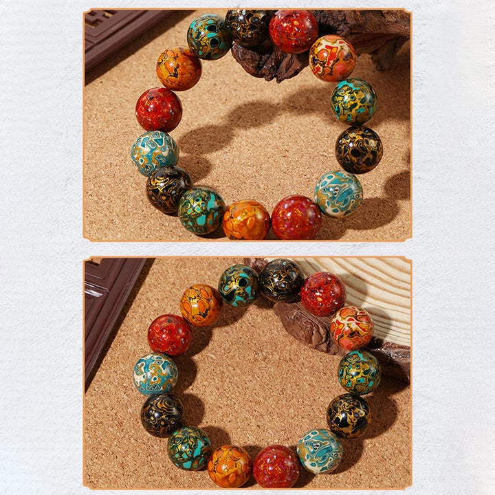 Buddha Stones Natuurlijke, veelkleurige lakparels, rustgevende Armband - image 6