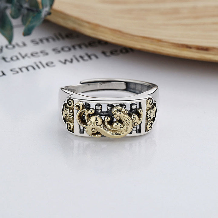 Buddha Stones Verstelbare PiXiu geluks- en Ring van 925 sterling zilver - image 2