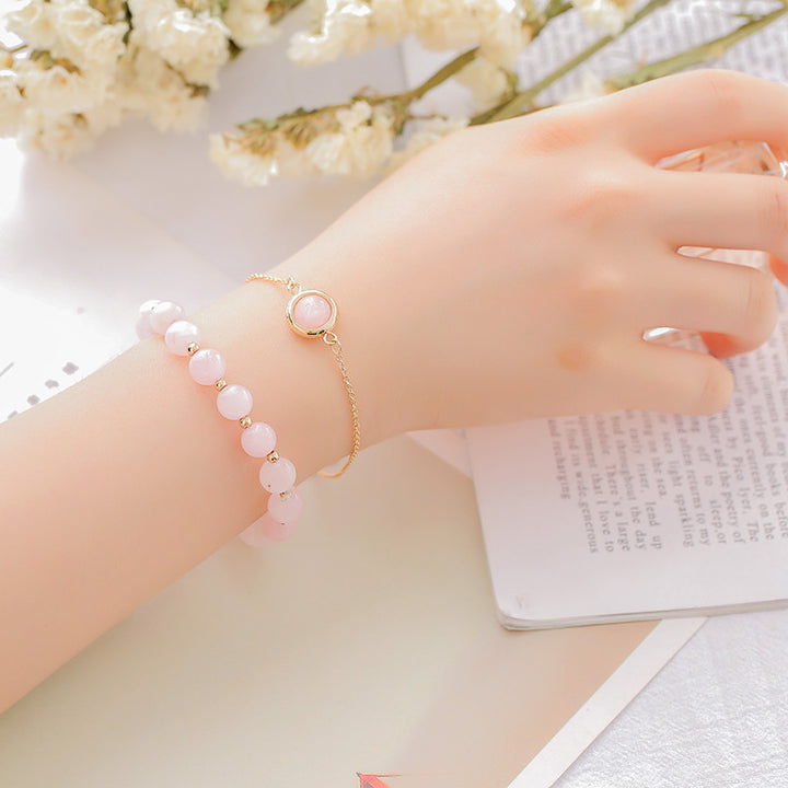 Buddha Stones Zonnesteen Aardbeikwarts Kristal Positieve Armband - Roze kristal - image 10