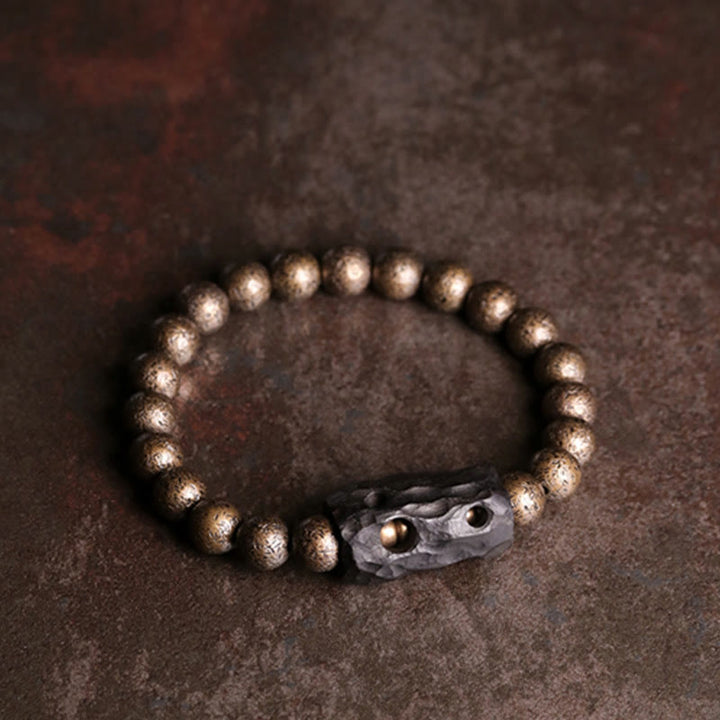 Buddha Stones Tibetaanse Armband van ebbenhout en koper met vredessymbool en kralen. - image 8