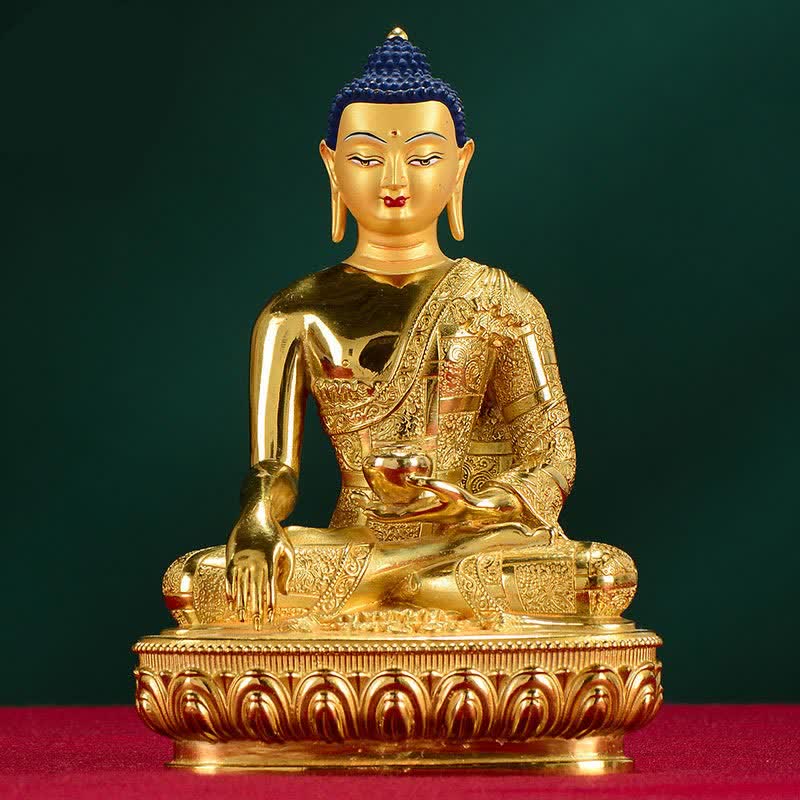 Buddha Stones Boeddha Shakyamuni beeldje, verlichting, koperen beeldje, huisgeschenk, decoratie - 16,5*11*6,5 cm - image 0