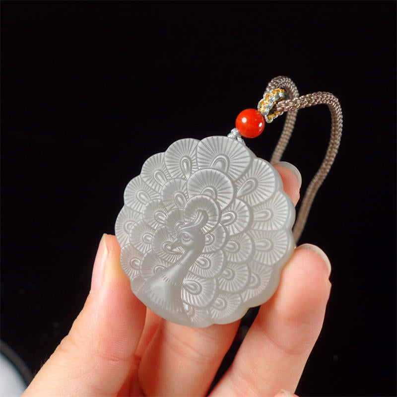 Witte jade pauw beschermings- en Ketting - image 1