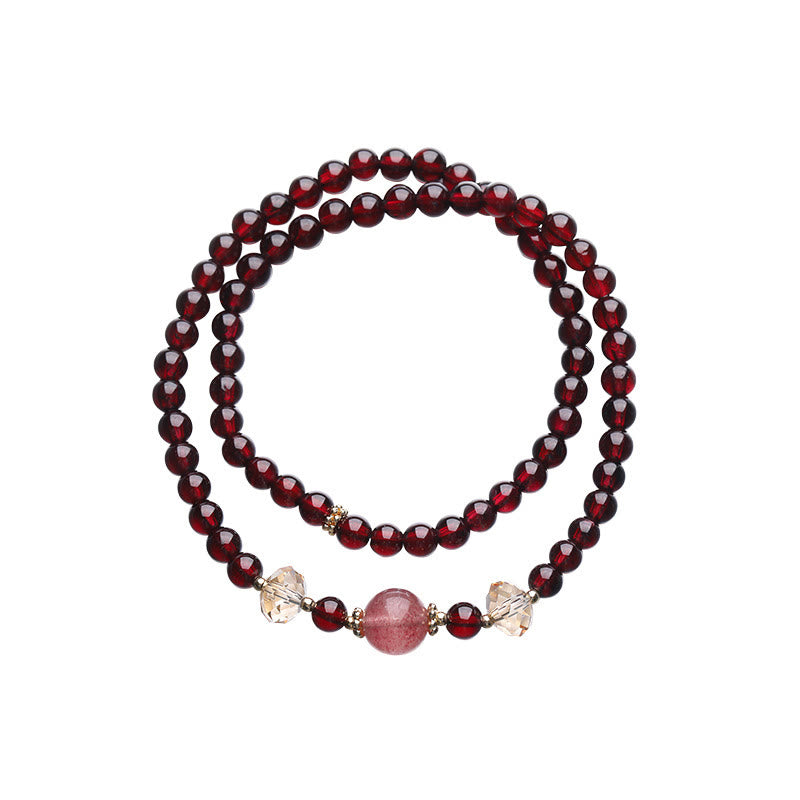 Buddha Stones 14K vergulde Armband met natuurlijke granaat en aardbeikwarts, dubbele wikkelconstructie - image 14
