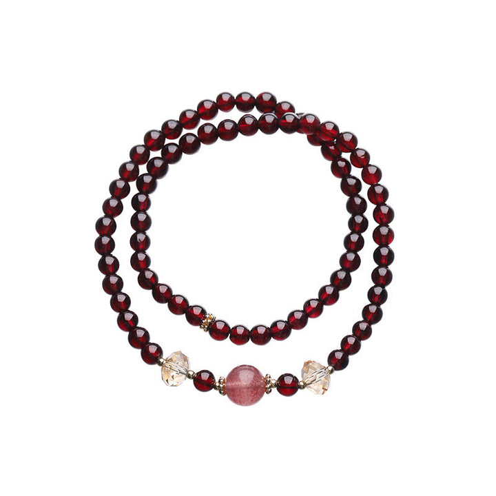Buddha Stones 14K vergulde Armband met natuurlijke granaat en aardbeikwarts, dubbele wikkelconstructie - image 14