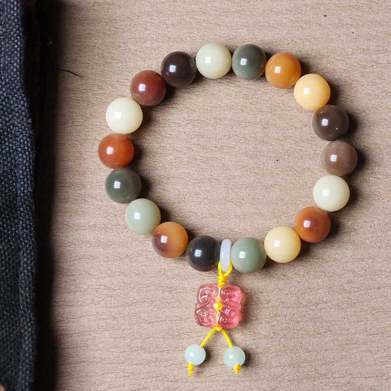 Buddha Stones Natuurlijke veelkleurige Bodhizaad Liuli glazen bedel Armband - image 2