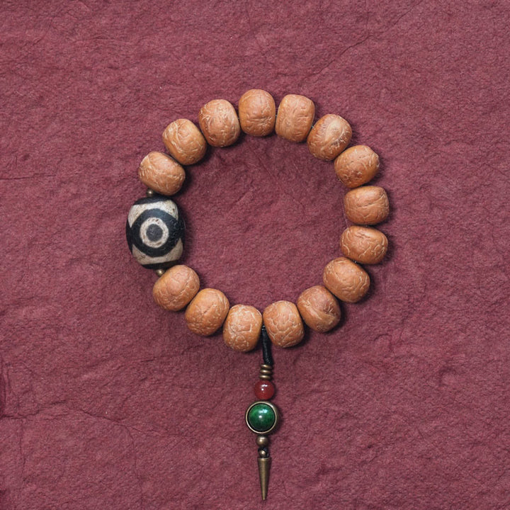 Buddha Stones Tibetaanse Bodhizaad Dzi kraal vredesamulet Pols Mala Armband - 18 cm - image 0