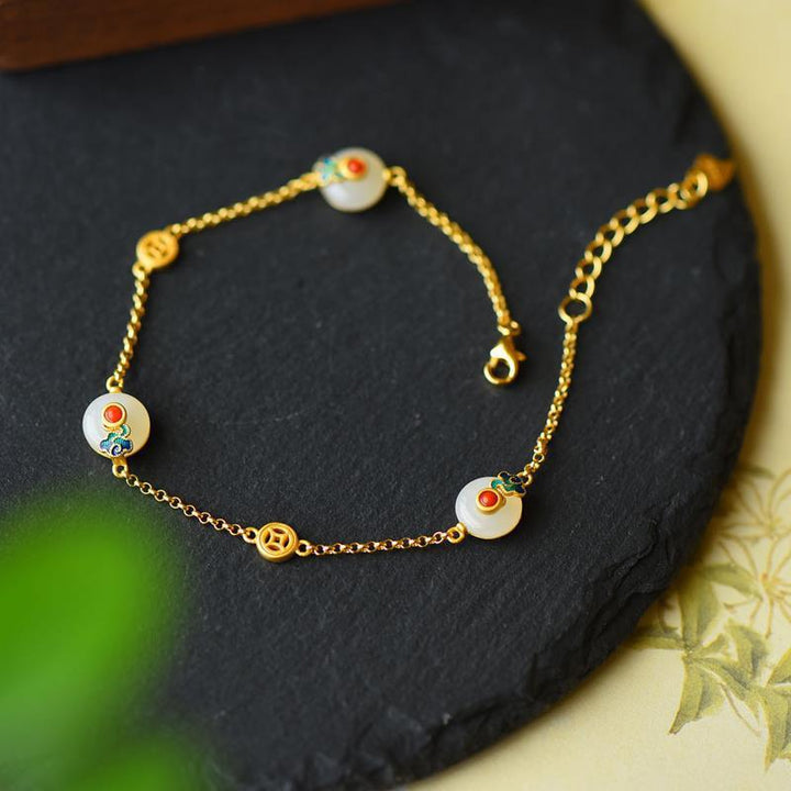 Buddha Stones Vredesgesp witte jade Armband van koper - Witte jade (Bescherming ♥ Geluk) - image 0
