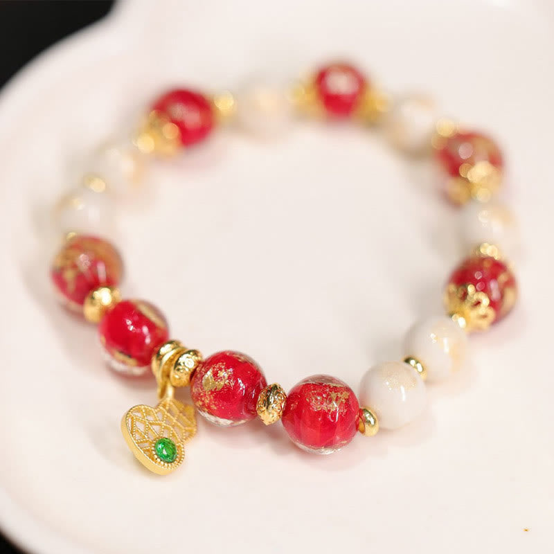 Buddha Stones Kalebas God van Rijkdom Geluksamulet Liuli Glazen Kraal Wierook As Porseleinen Kraal Armband - image 1