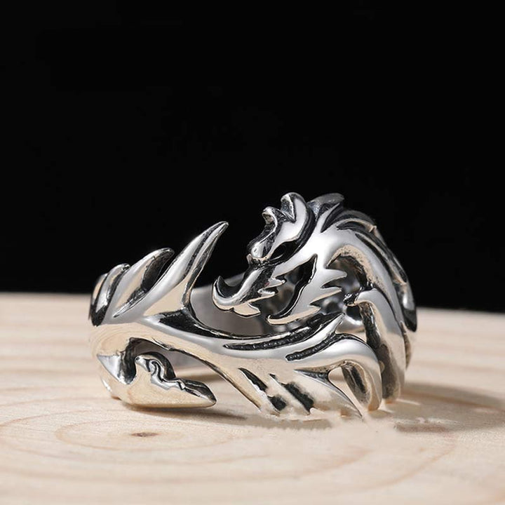 Buddha Stones Verstelbare Ring met drakenpatroon voor extra bescherming. - image 11