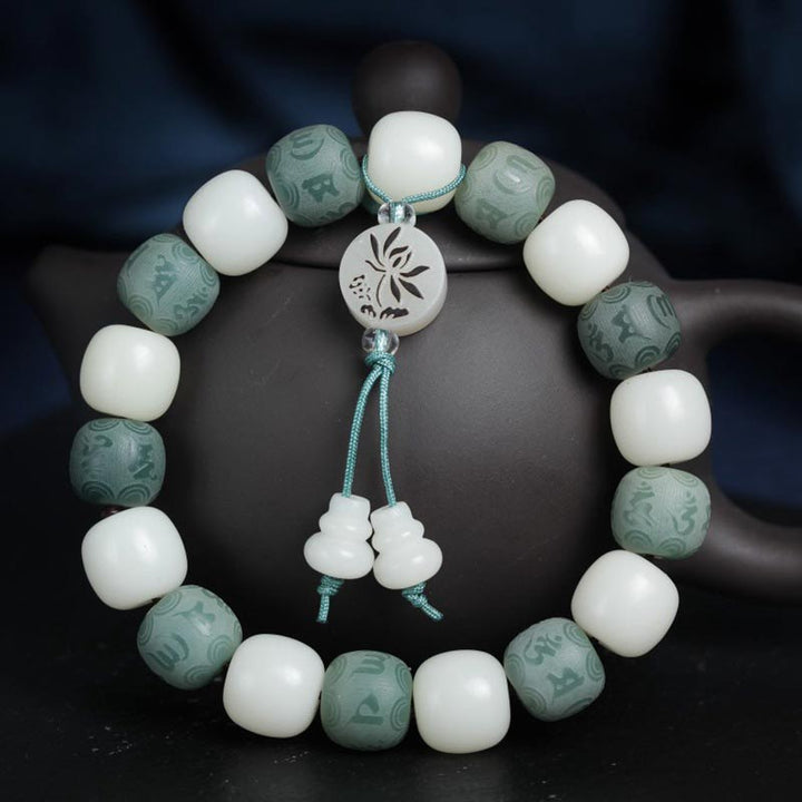 Buddha Stones Witte Bodhi Zes Ware Woorden Armband - image 4