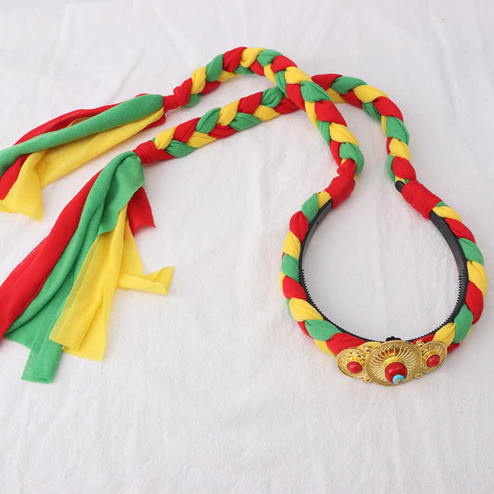 Tibetaanse kleurrijke kwastjes als haarversiering en haaraccessoires. - Groente - Drie kralen - image 16