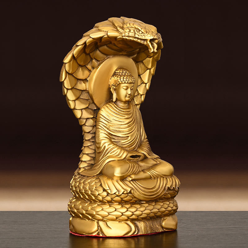 Buddha Stones Boeddha Shakyamuni Slangenbeeldje van koper, symbool van sereniteit, voor thuisdecoratie. - image 1