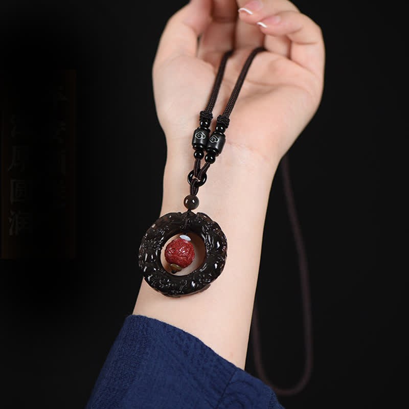 Buddha Stones Feng Shui Natuurlijke Regenboog Obsidiaan PiXiu Cinnaber Genezende Ketting - image 1