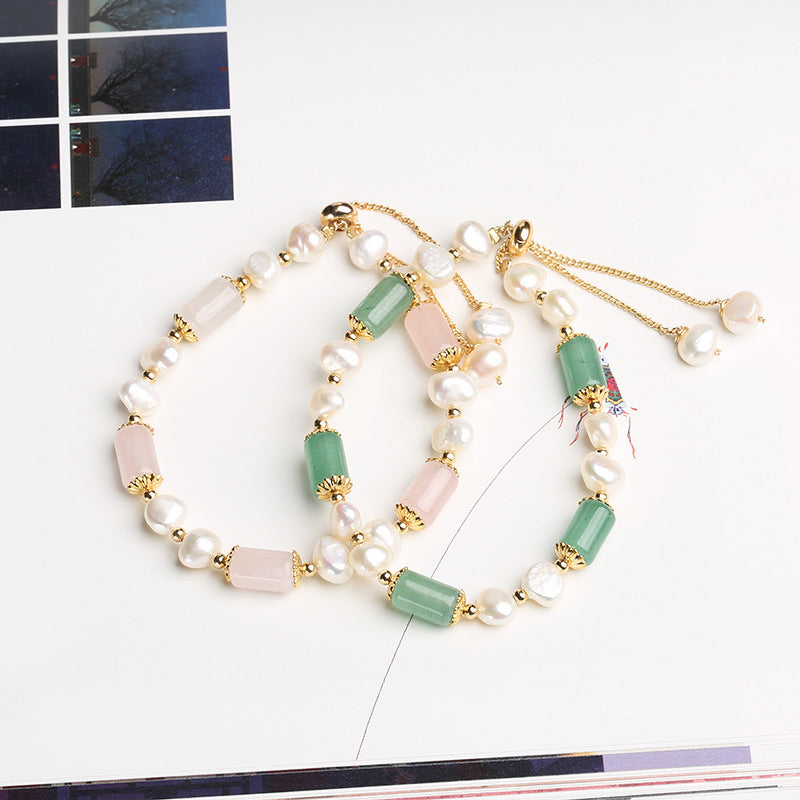 Buddha Stones Groene aventurijn parel roze kristallen kralen Armband - image 1