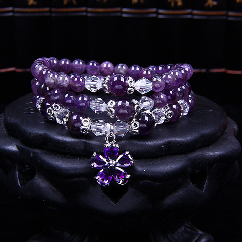 Buddha Stones Tibetaanse amethist Armband - 6mm amethist - image 0