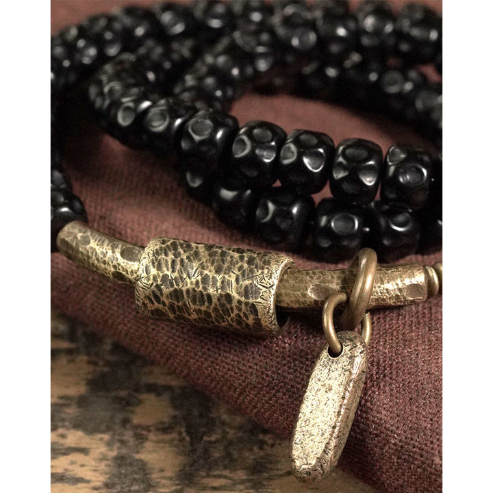 Buddha Stones Retro armband van kokosnootschaal, messing en koper met drievoudige wikkeling . - image 8