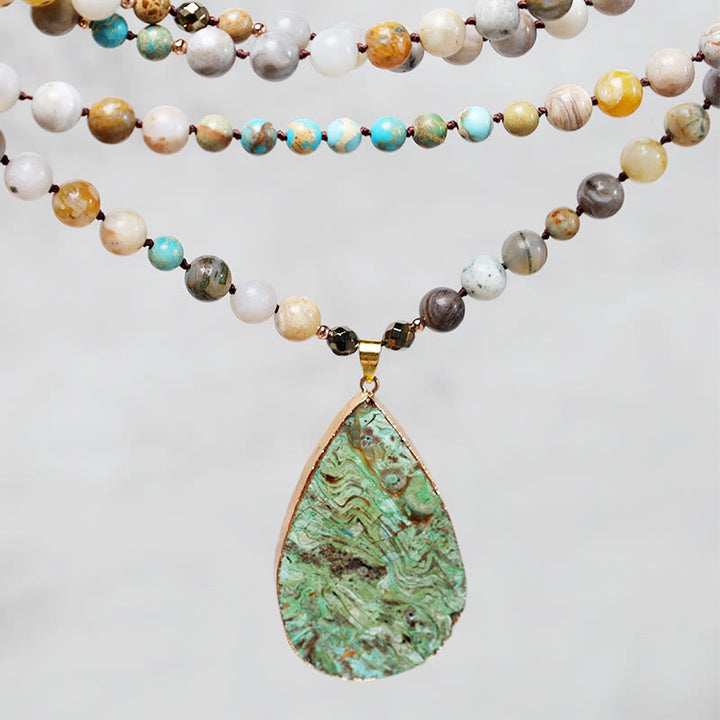 Buddha Stones Natuurlijke oceaan Picasso jaspis kralen helende ketting - image 1