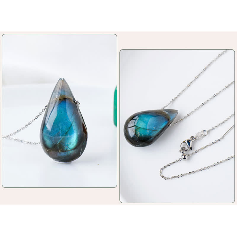 Buddha Stones Labradoriet waterdruppel ondersteunende helende Ketting - image 7