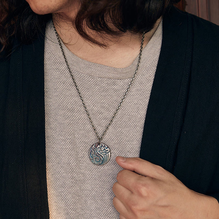 Buddha Stones Ketting van 990 sterling zilver met het Yin Yang-symbool voor water- en vuurbalans. - image 9