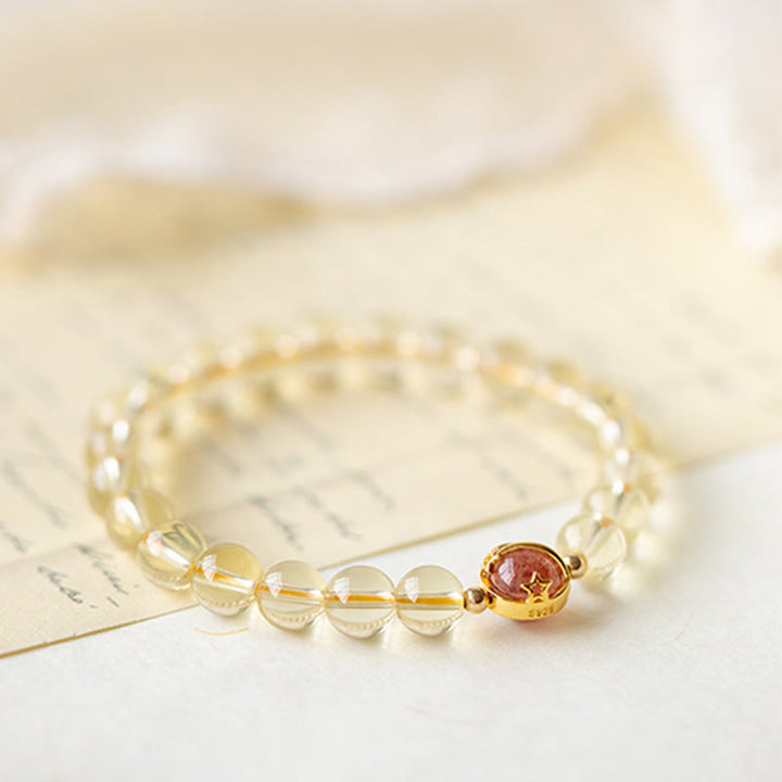 Buddha Stones Gouden rutielkwarts aardbeikwarts Armband - image 5