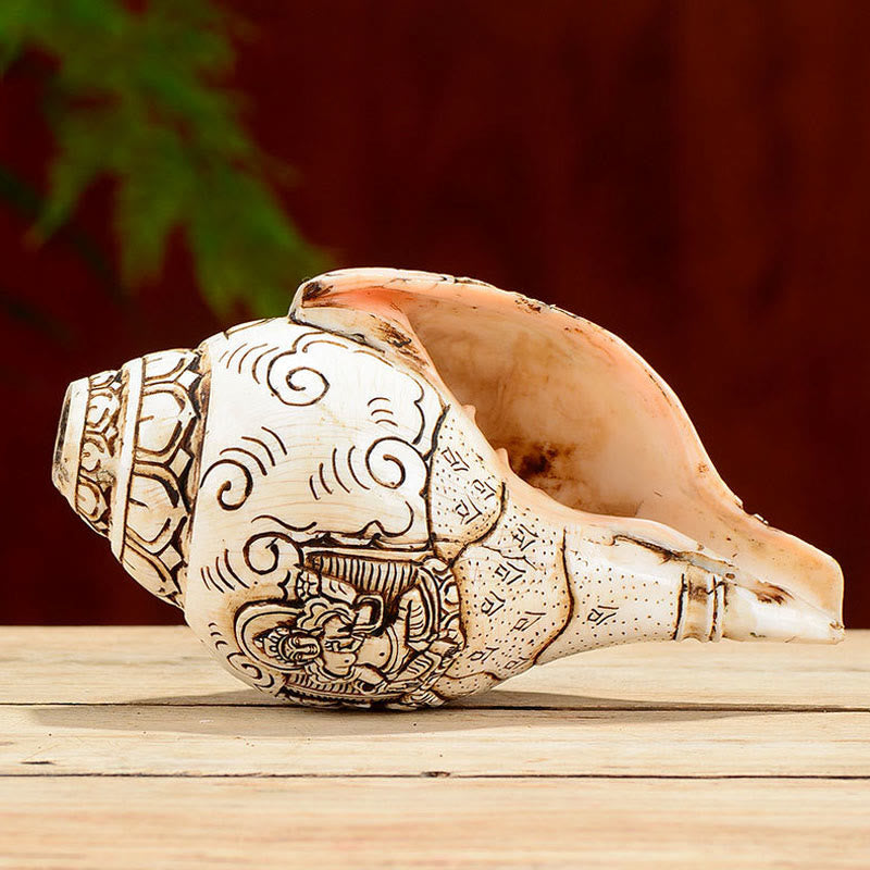 Tibetaanse handgemaakte gegraveerde Shankha Boeddha Avalokitesvara Conch Shell rijkdom decoratie - image 22