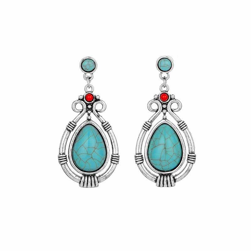 Tibetaanse vintage turquoise waterdruppel oorbellen met Oorbellen - image 9