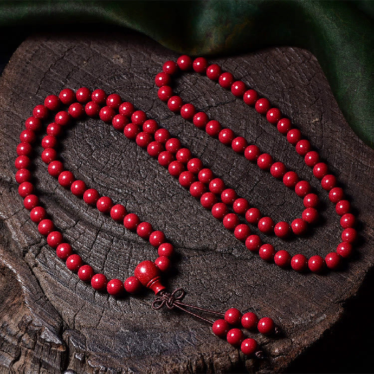 Buddha Stones 108 Mala kralen met cinnaber Om Mani Padme Hum patroon gegraveerde Armband - 8mm* 108 ronde kralen - image 17