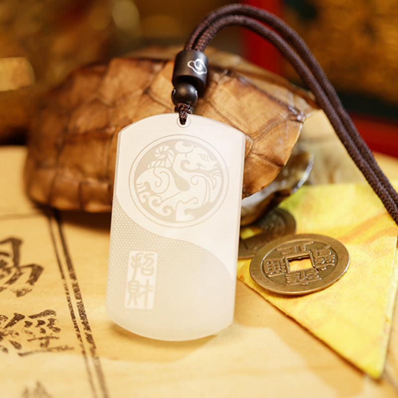 Buddha Stones Witte jade PiXiu Yin Yang geluks- en Ketting - image 5