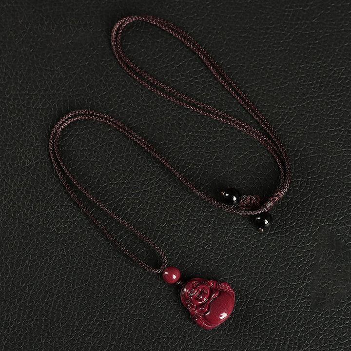 Buddha Stones Lachende Boeddha Cinnaber Ketting Telefoonhanger decoratie Sleutelhanger - Ketting - Bruin - image 1