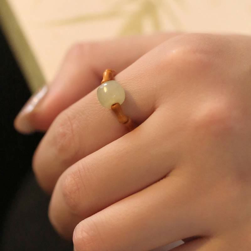 Buddha Stones Hetian jade kralen bamboe Ring - image 5