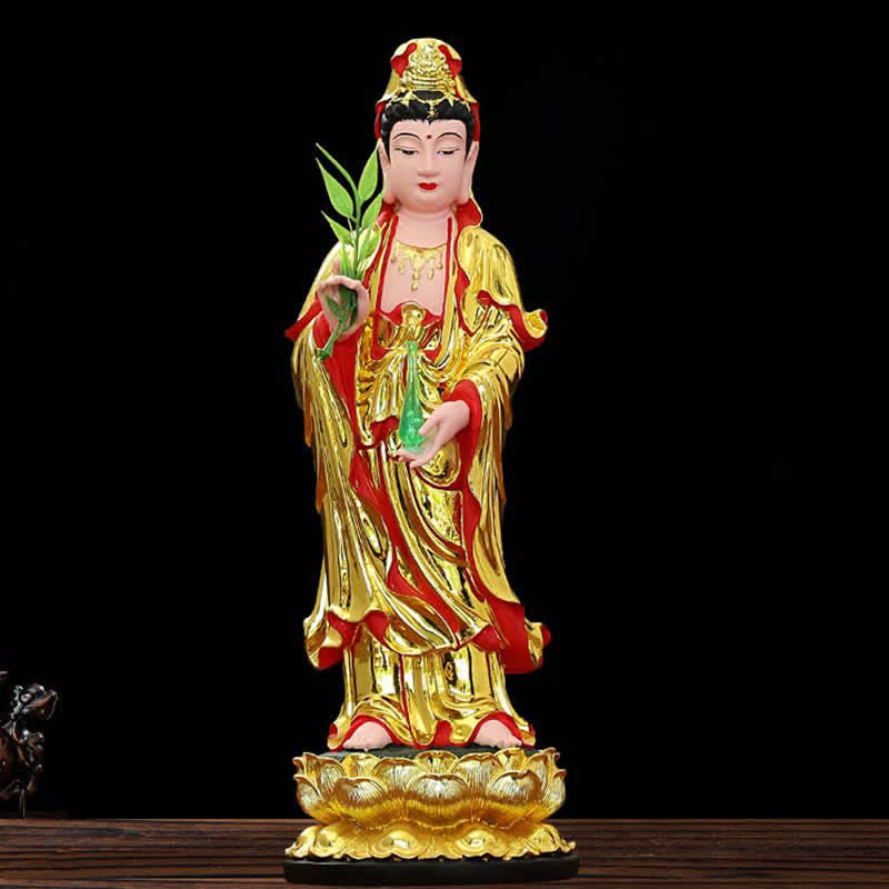Buddha Stones Chenrezig Bodhisattva Avalokitesvara beeldje Harmonie Harsbeeld Huisdecoratie - Kleurrijk - image 0