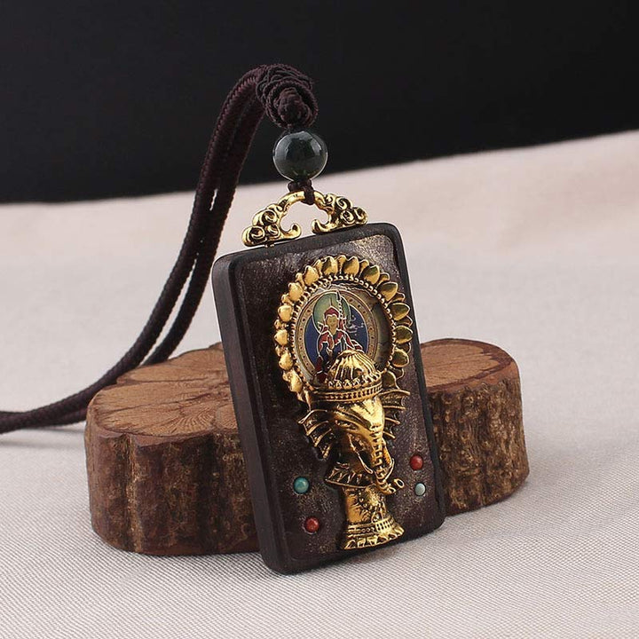 Ebbenhouten olifant, god van het geluk, Boeddha, Ketting kettinghanger - image 0