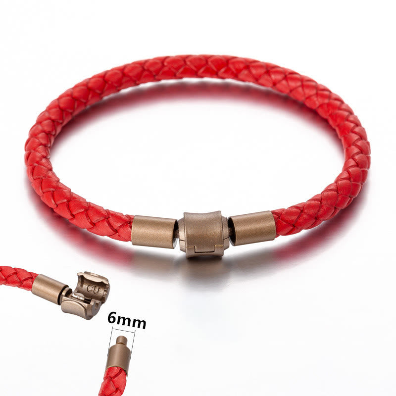 Buddha Stones Armband leren touwarmband met geluksvlechtwerk - 5 mm rood 21 cm - image 11