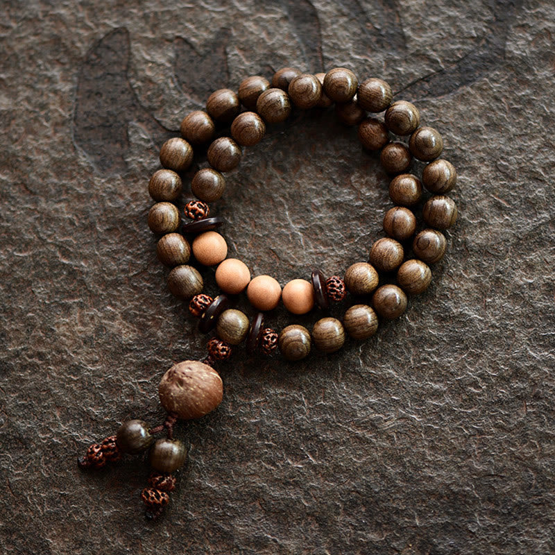 Buddha Stones Tibetaanse sandelhouten beschermingsamulet Mala Armband - Dubbele Armband(17 cm) - 10mm - image 0