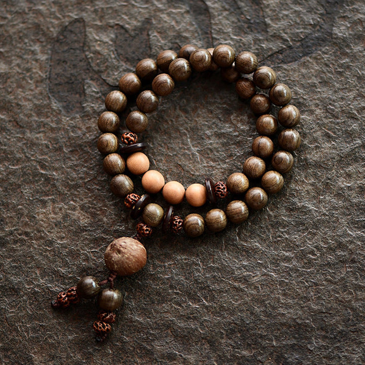 Buddha Stones Tibetaanse sandelhouten beschermingsamulet Mala Armband - Dubbele Armband(17 cm) - 10mm - image 0