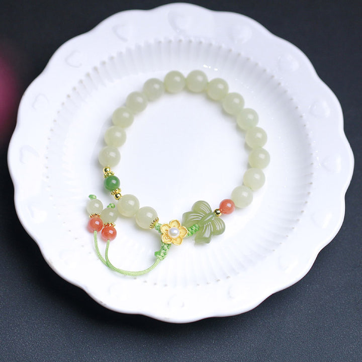 Buddha Stones Armband van 925 sterling zilver met jade, geluksbloem en vlinder. - image 5