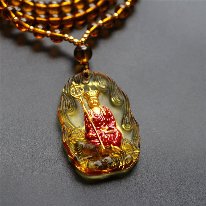 Buddha Stones Ksitigarbha Boeddha Liuli Crystal Compassion Amulet Ketting hanger - Gele Ksitigarbha - image 2