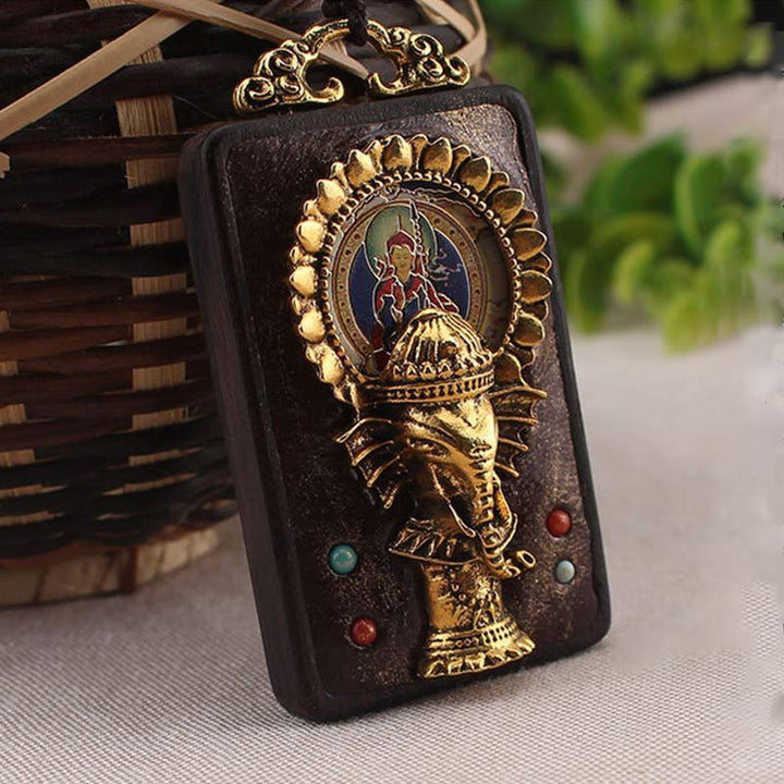 Ebbenhouten olifant, god van het geluk, Boeddha, Ketting kettinghanger - image 5